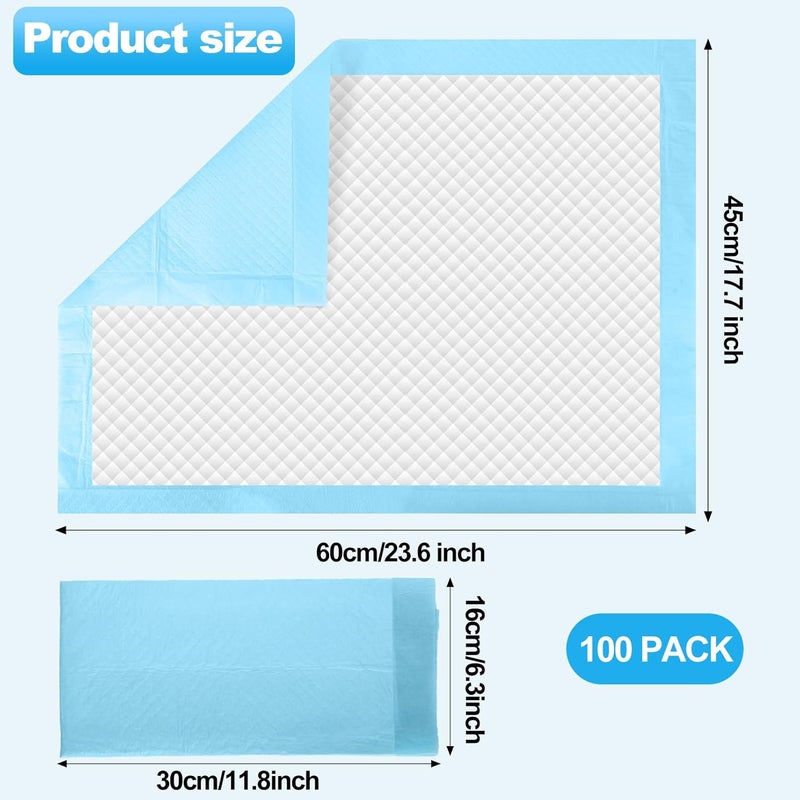 Extrapins 100 Pack Disposable Changing Pads,Waterproof Baby Disposable Underpads,Soft Absorbent Waterproof Diaper Changing Pad for Baby Incontinence with Moisture Protector,23.6 x 17.7Inch(Blue) - Image 2